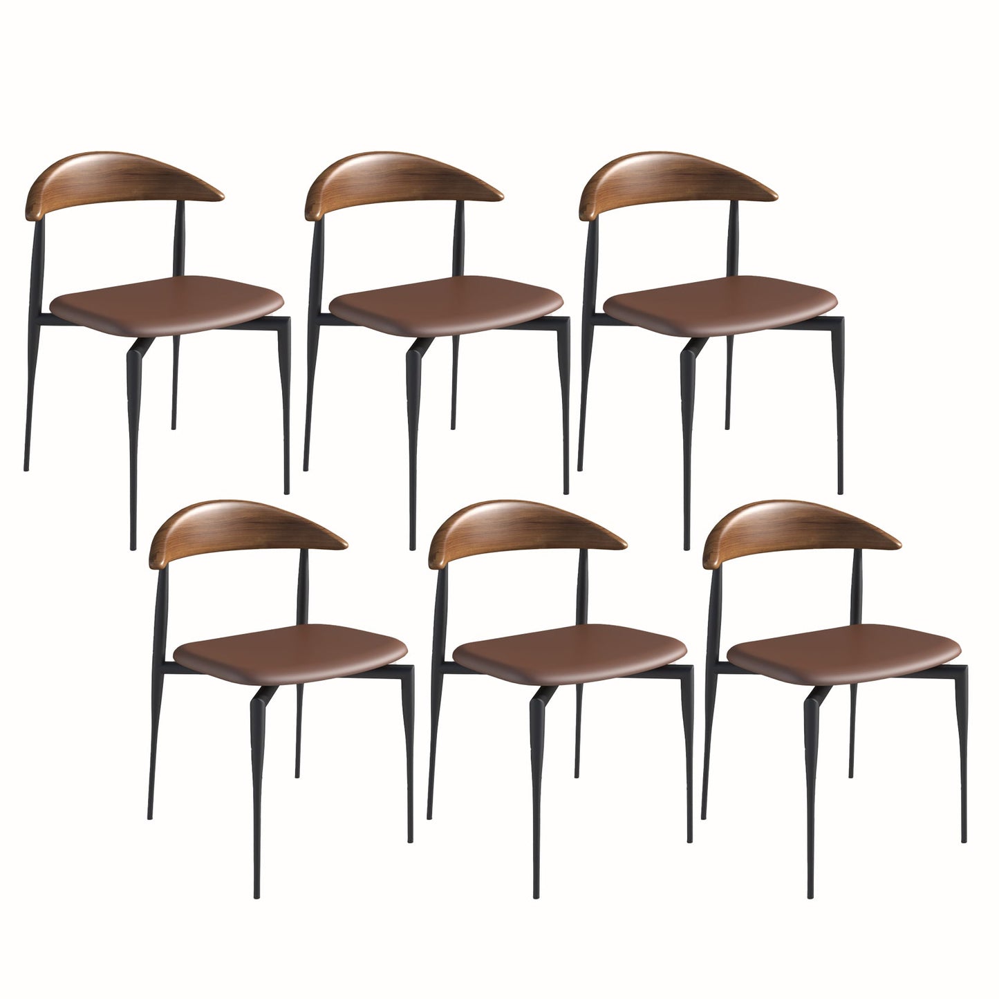 Modern Open Back Dining Chairs Faux Leather Cushion Armless Dining Side Chair
