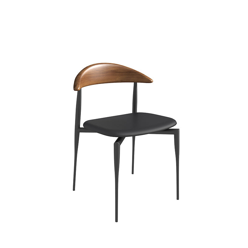 Modern Open Back Dining Chairs Faux Leather Cushion Armless Dining Side Chair