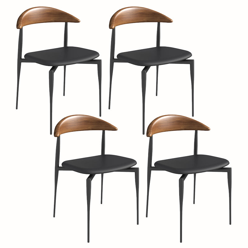 Modern Open Back Dining Chairs Faux Leather Cushion Armless Dining Side Chair