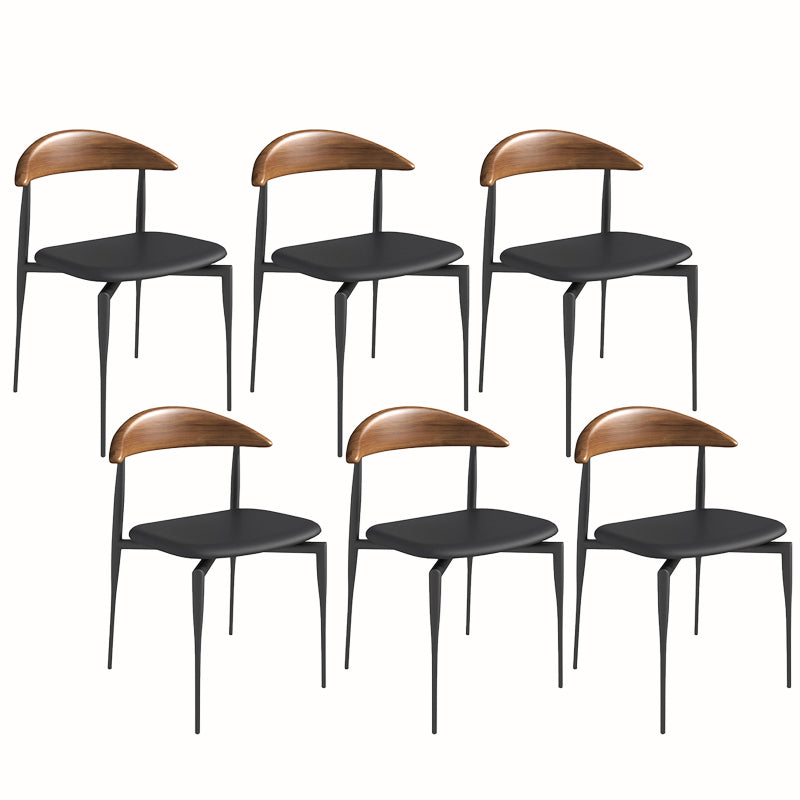 Modern Open Back Dining Chairs Faux Leather Cushion Armless Dining Side Chair