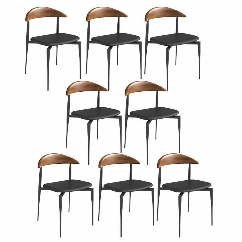 Modern Open Back Dining Chairs Faux Leather Cushion Armless Dining Side Chair