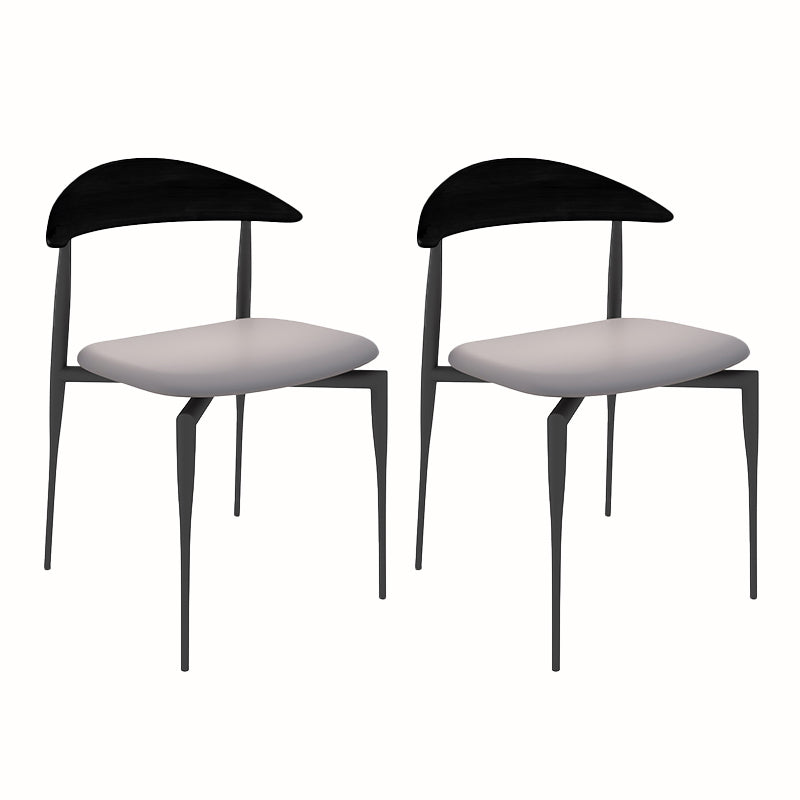 Modern Open Back Dining Chairs Faux Leather Cushion Armless Dining Side Chair