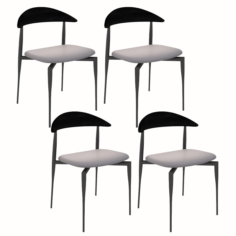 Modern Open Back Dining Chairs Faux Leather Cushion Armless Dining Side Chair