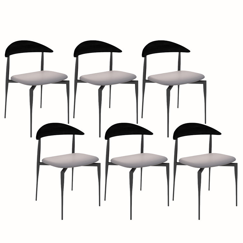 Modern Open Back Dining Chairs Faux Leather Cushion Armless Dining Side Chair