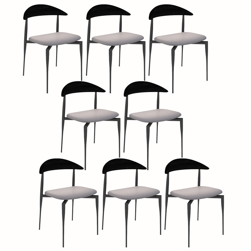 Modern Open Back Dining Chairs Faux Leather Cushion Armless Dining Side Chair