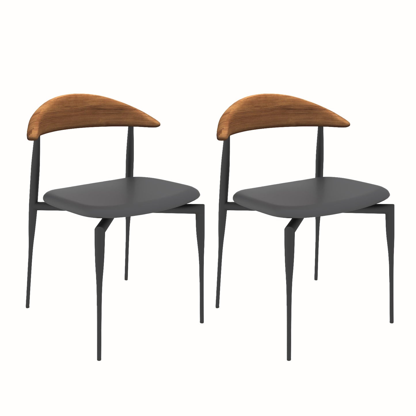 Modern Open Back Dining Chairs Faux Leather Cushion Armless Dining Side Chair