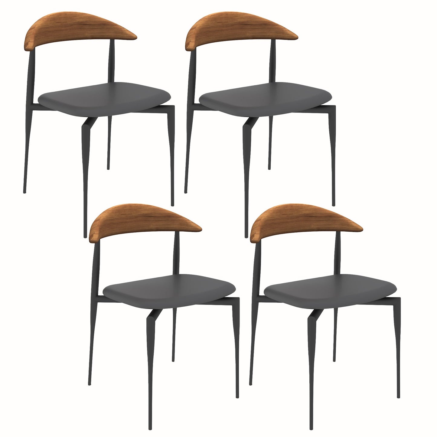 Modern Open Back Dining Chairs Faux Leather Cushion Armless Dining Side Chair