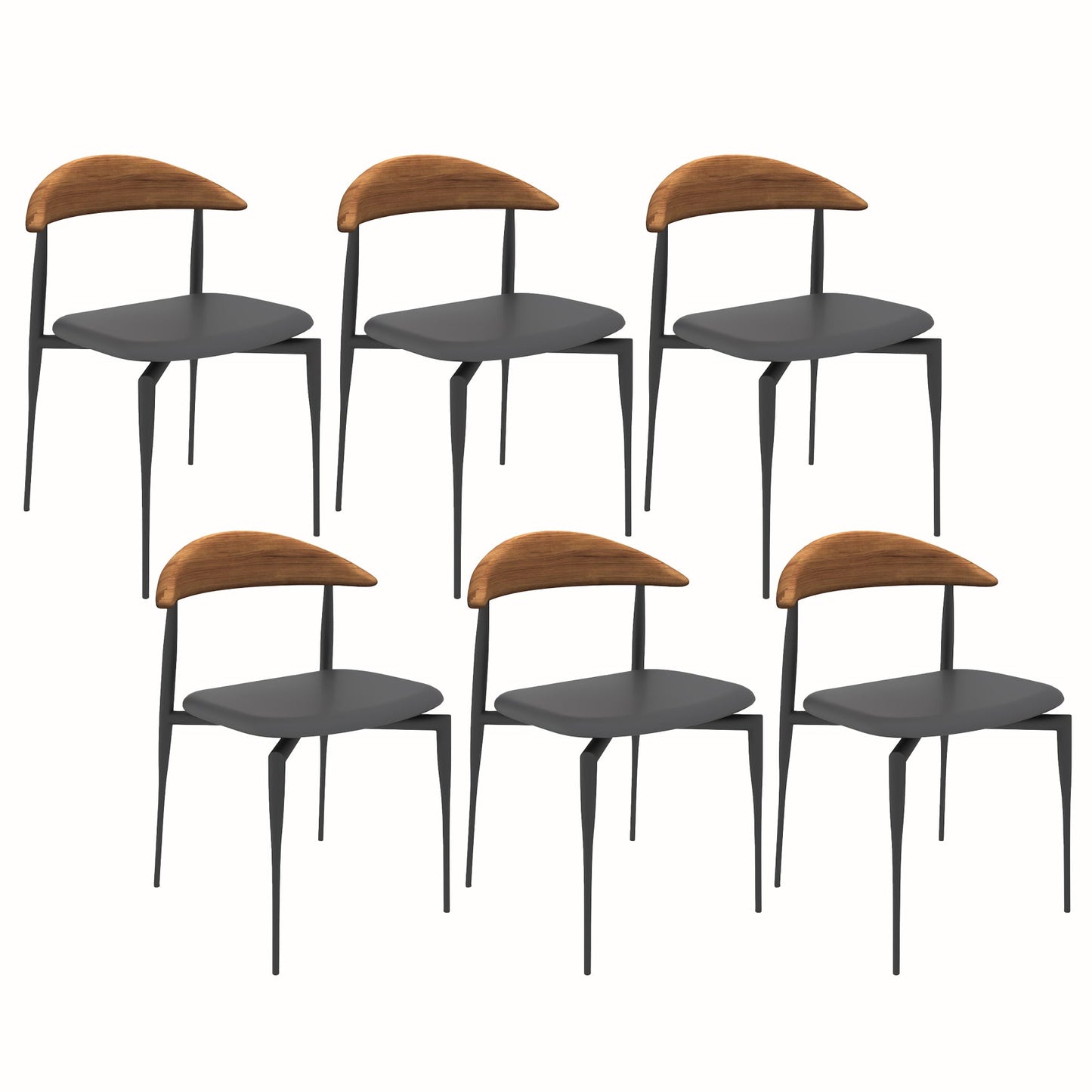 Modern Open Back Dining Chairs Faux Leather Cushion Armless Dining Side Chair