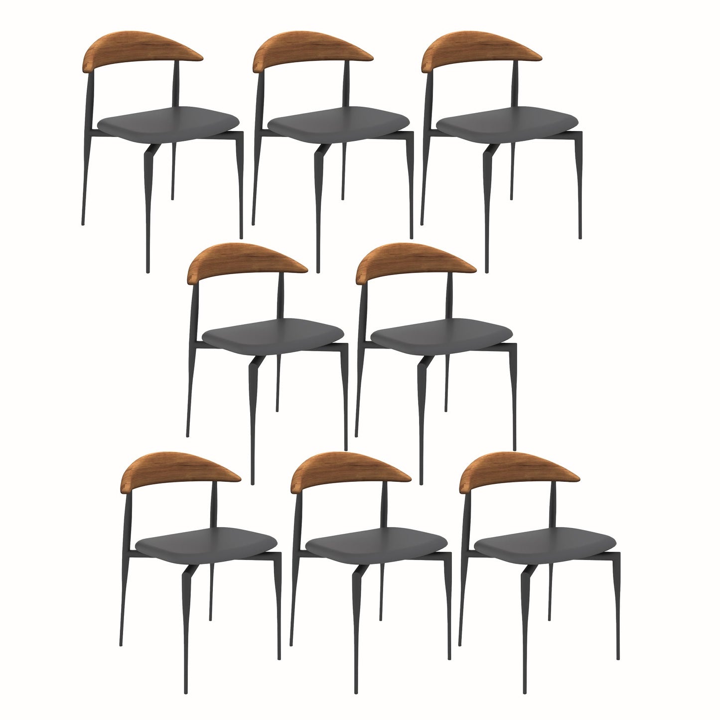 Modern Open Back Dining Chairs Faux Leather Cushion Armless Dining Side Chair