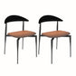 Modern Open Back Dining Chairs Faux Leather Cushion Armless Dining Side Chair