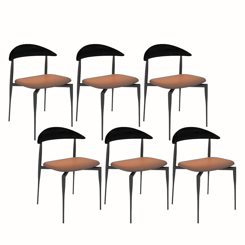 Modern Open Back Dining Chairs Faux Leather Cushion Armless Dining Side Chair