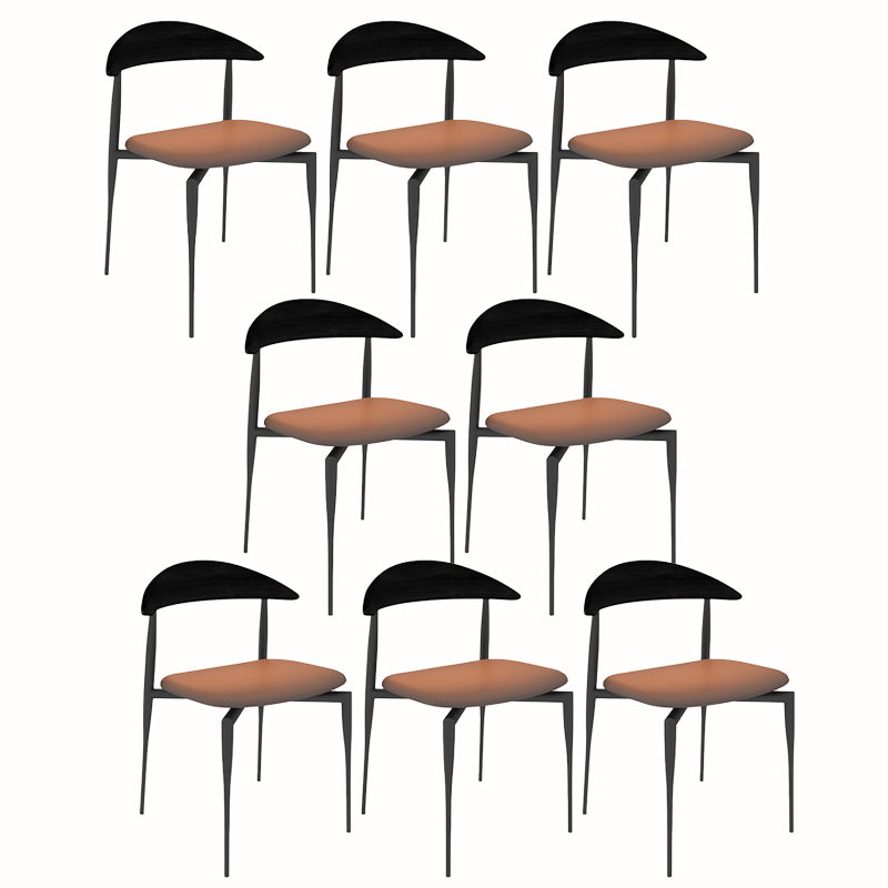 Modern Open Back Dining Chairs Faux Leather Cushion Armless Dining Side Chair