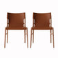 Faux Leather and Wood Armless Dining Chairs Modern Side Chair Set