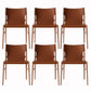 Faux Leather and Wood Armless Dining Chairs Modern Side Chair Set