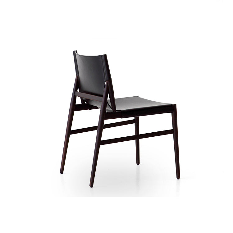 Faux Leather and Wood Armless Dining Chairs Modern Side Chair Set