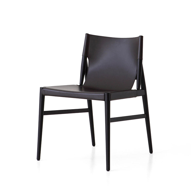 Faux Leather and Wood Armless Dining Chairs Modern Side Chair Set