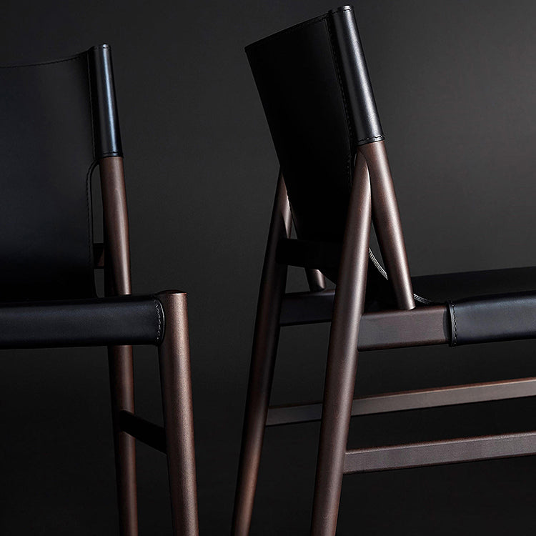 Faux Leather and Wood Armless Dining Chairs Modern Side Chair Set