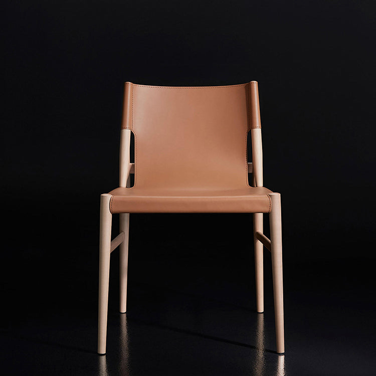 Faux Leather and Wood Armless Dining Chairs Modern Side Chair Set