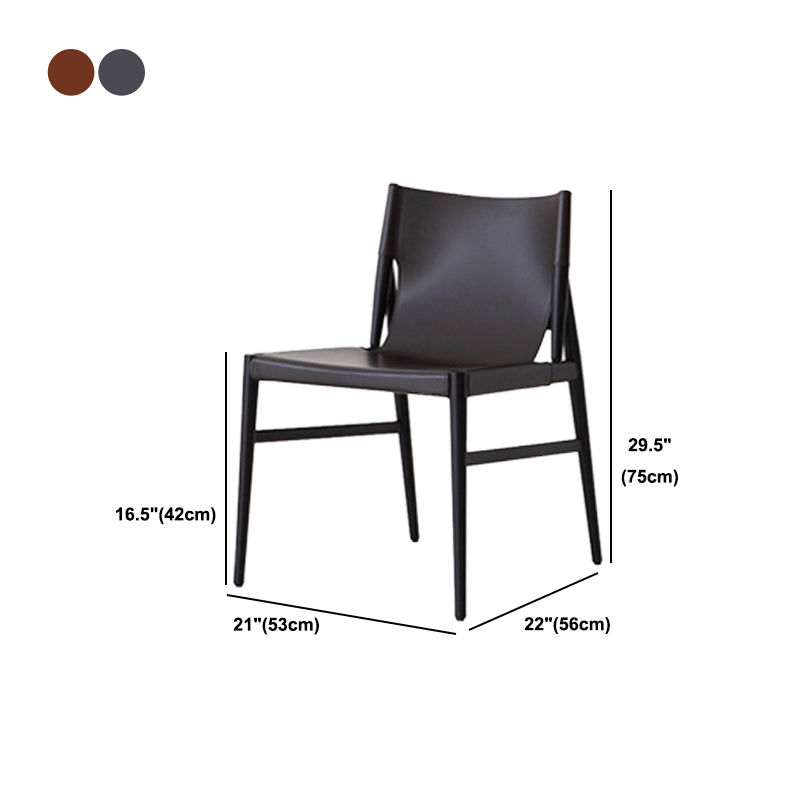 Faux Leather and Wood Armless Dining Chairs Modern Side Chair Set