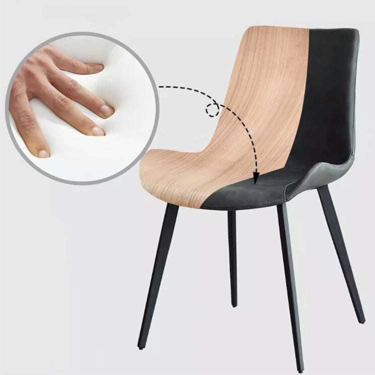 Faux en cuir et chaise latéral en métal.