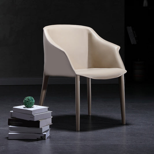 Chaise de bras à manger en cuir fausse chaise de salle à manger contemporaine
