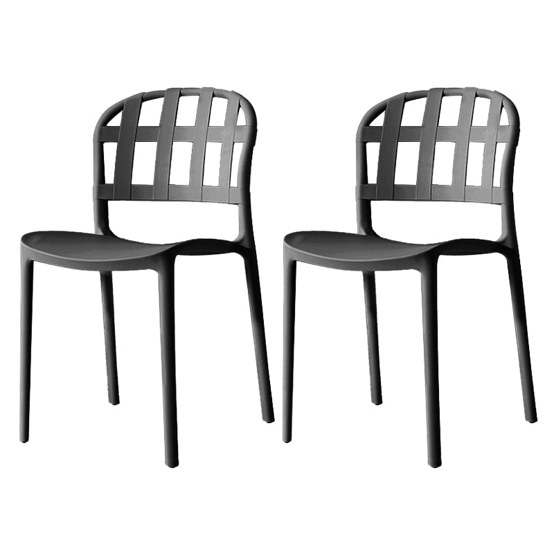 Plastic Armless Dining Chairs Scandinavian Style Home Dining Side Chair Black 2 Piece Set Clearhalo 'Dining Chairs' 'Dining Tables & Seating' 'dining_chair' 'furn' 'furn_dining_chair' 'Furniture' 'Kitchen & Dining Furniture' 5580815