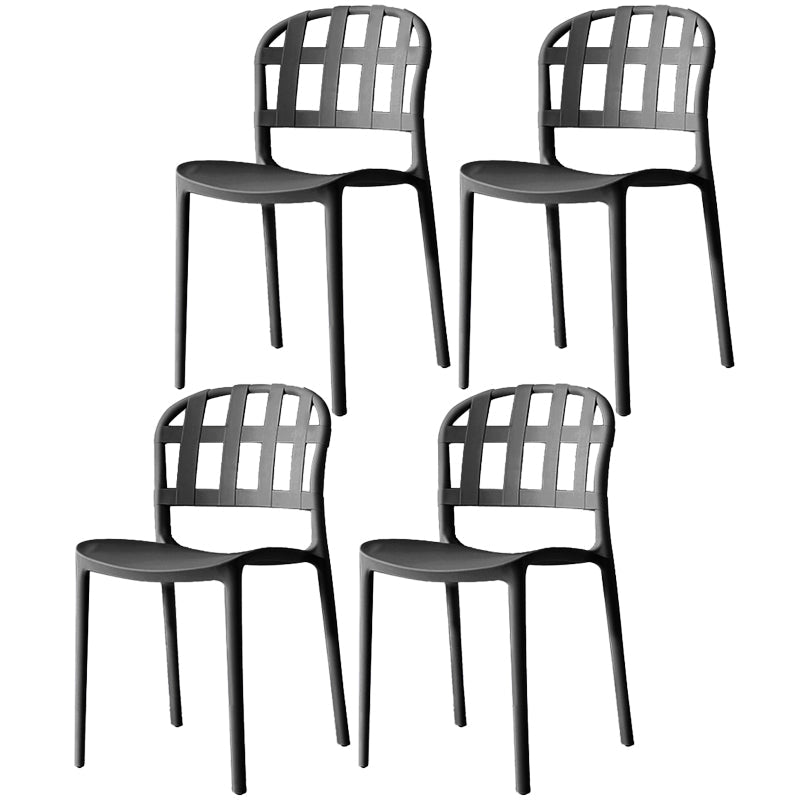 Plastic Armless Dining Chairs Scandinavian Style Home Dining Side Chair Black 4 Piece Set Clearhalo 'Dining Chairs' 'Dining Tables & Seating' 'dining_chair' 'furn' 'furn_dining_chair' 'Furniture' 'Kitchen & Dining Furniture' 5580816