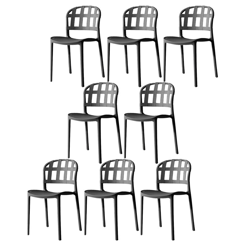 Plastic Armless Dining Chairs Scandinavian Style Home Dining Side Chair Black 8 Piece Set Clearhalo 'Dining Chairs' 'Dining Tables & Seating' 'dining_chair' 'furn' 'furn_dining_chair' 'Furniture' 'Kitchen & Dining Furniture' 5580821