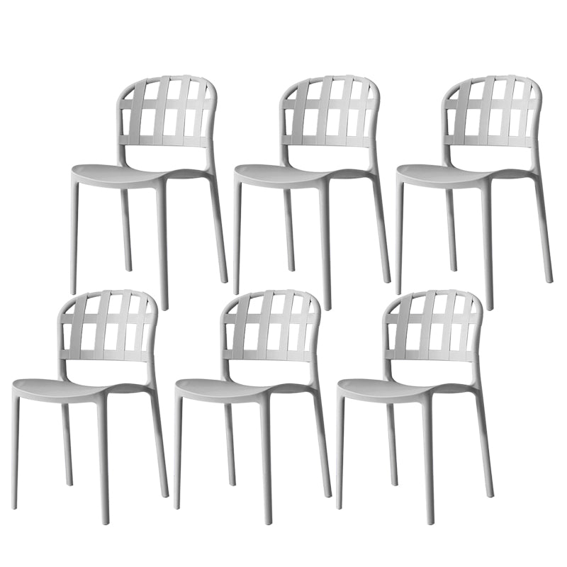 Plastic Armless Dining Chairs Scandinavian Style Home Dining Side Chair Grey 6 Piece Set Clearhalo 'Dining Chairs' 'Dining Tables & Seating' 'dining_chair' 'furn' 'furn_dining_chair' 'Furniture' 'Kitchen & Dining Furniture' 5580827