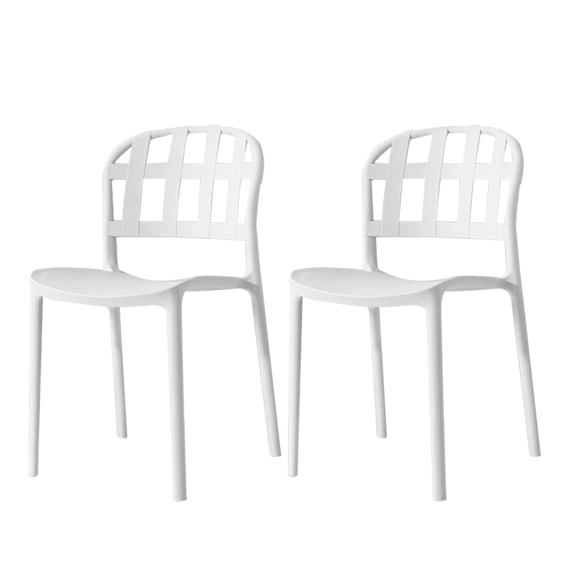 Plastic Armless Dining Chairs Scandinavian Style Home Dining Side Chair White 2 Piece Set Clearhalo 'Dining Chairs' 'Dining Tables & Seating' 'dining_chair' 'furn' 'furn_dining_chair' 'Furniture' 'Kitchen & Dining Furniture' 5580831