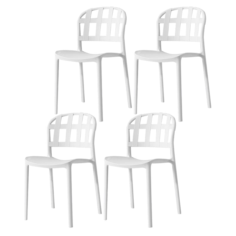 Plastic Armless Dining Chairs Scandinavian Style Home Dining Side Chair White 4 Piece Set Clearhalo 'Dining Chairs' 'Dining Tables & Seating' 'dining_chair' 'furn' 'furn_dining_chair' 'Furniture' 'Kitchen & Dining Furniture' 5580833