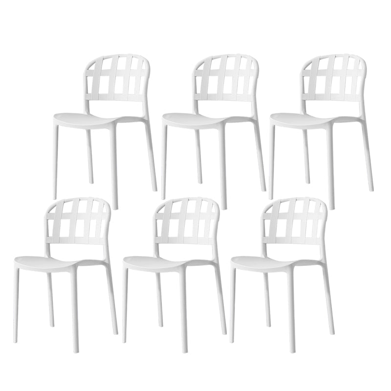 Plastic Armless Dining Chairs Scandinavian Style Home Dining Side Chair White 6 Piece Set Clearhalo 'Dining Chairs' 'Dining Tables & Seating' 'dining_chair' 'furn' 'furn_dining_chair' 'Furniture' 'Kitchen & Dining Furniture' 5580835