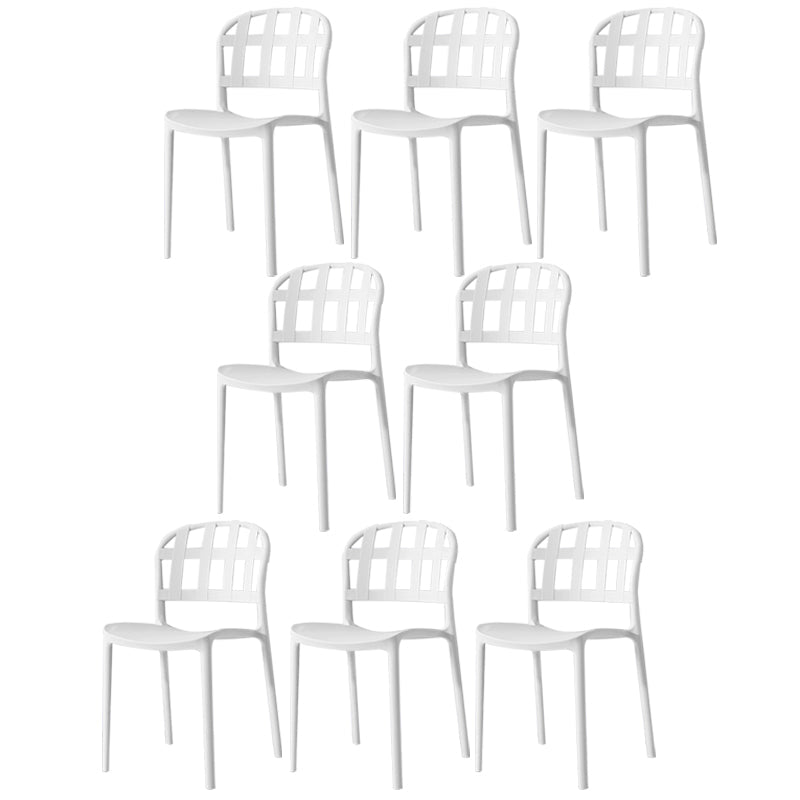 Plastic Armless Dining Chairs Scandinavian Style Home Dining Side Chair White 8 Piece Set Clearhalo 'Dining Chairs' 'Dining Tables & Seating' 'dining_chair' 'furn' 'furn_dining_chair' 'Furniture' 'Kitchen & Dining Furniture' 5580837