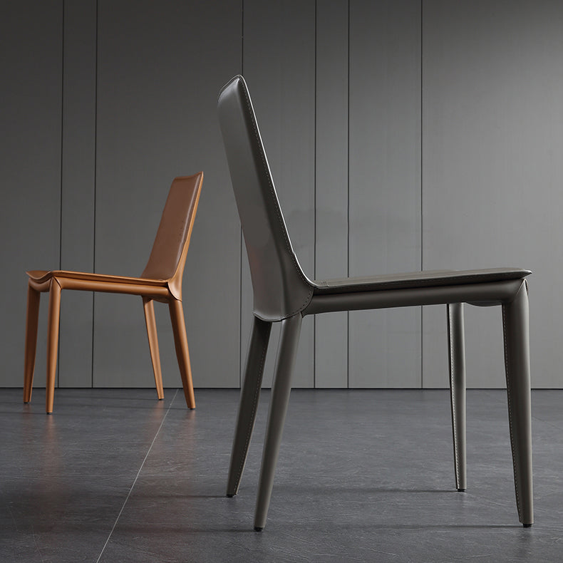 Upholstered Armless Dining Chairs Faux Leather Dining Side Chair