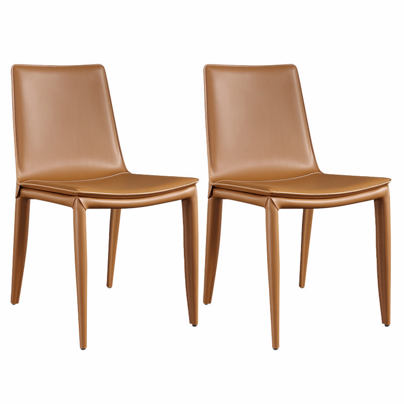 Upholstered Armless Dining Chairs Faux Leather Dining Side Chair