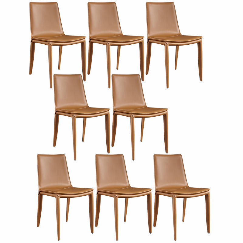 Upholstered Armless Dining Chairs Faux Leather Dining Side Chair
