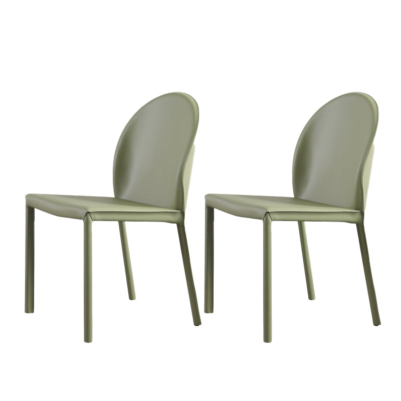 Orange and Green Dining Chairs Modern Faux Leather Armless Dining Side Chair