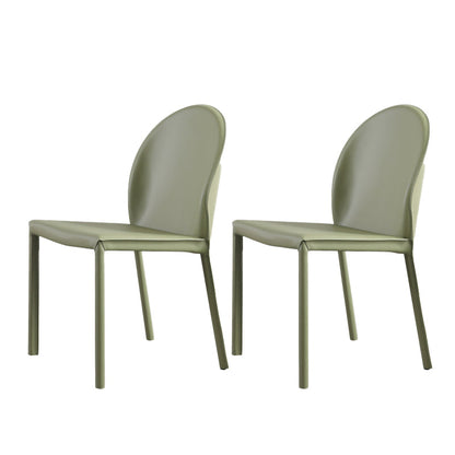 Orange and Green Dining Chairs Modern Faux Leather Armless Dining Side Chair