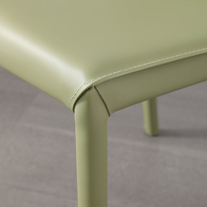 Orange and Green Dining Chairs Modern Faux Leather Armless Dining Side Chair