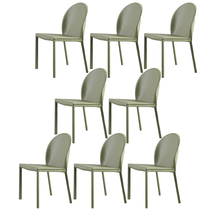 Orange and Green Dining Chairs Modern Faux Leather Armless Dining Side Chair