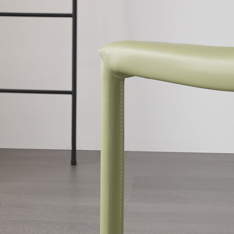 Orange and Green Dining Chairs Modern Faux Leather Armless Dining Side Chair