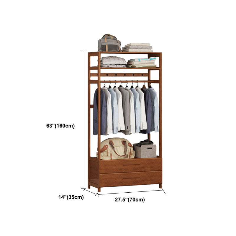 Zeitgenössische Holzattrack Hängende Schiene und Regale Aufbewahrungsbleiderbügel