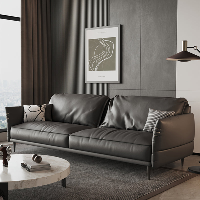 Panchina del divano resistente al braccio quadrato contemporaneo in pelle con cuscini