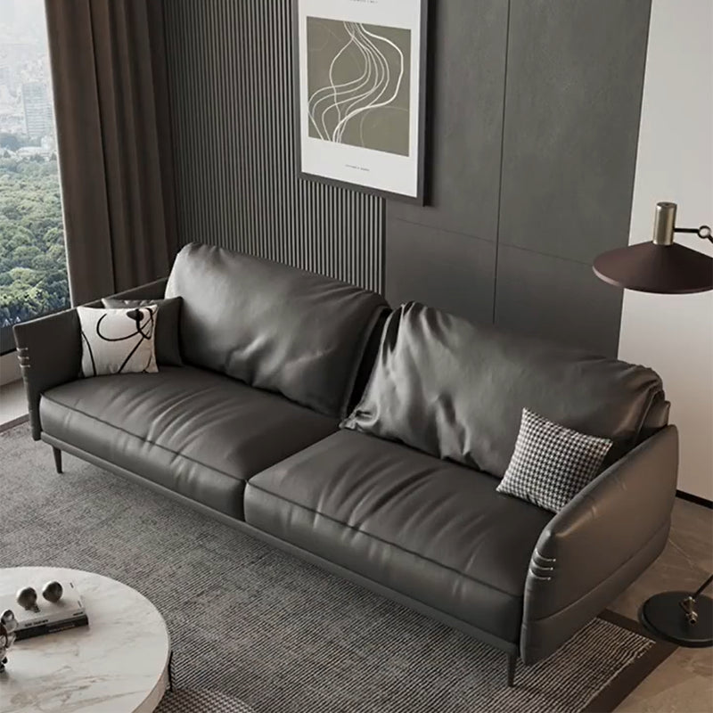 Panchina del divano resistente al braccio quadrato contemporaneo in pelle con cuscini