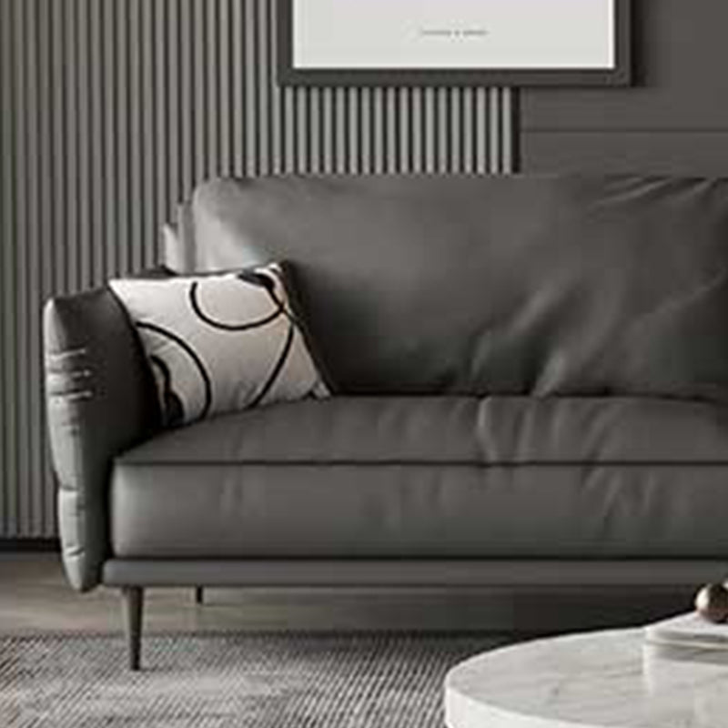 Panchina del divano resistente al braccio quadrato contemporaneo in pelle con cuscini