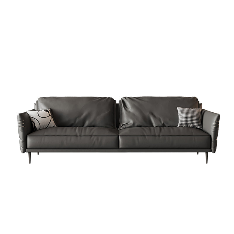 Panchina del divano resistente al braccio quadrato contemporaneo in pelle con cuscini