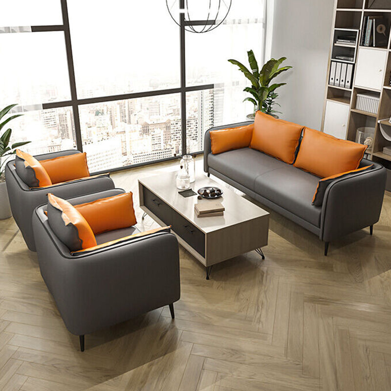 31.49 "H Faux Leather Contemporary Tuxedo Arm Sofa Standard Sofa