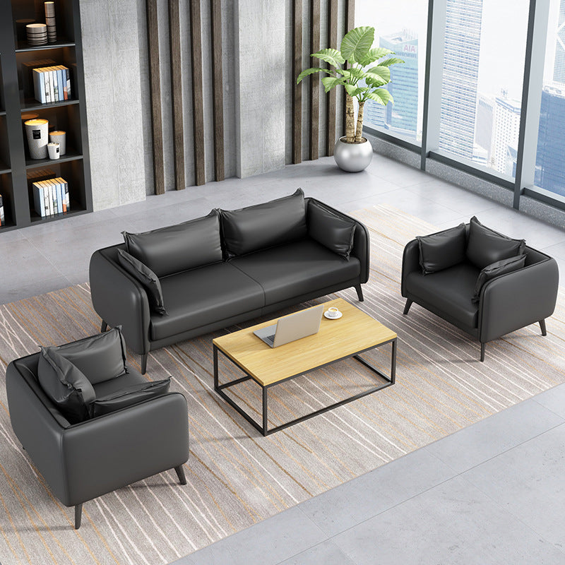 31.49 "H Faux Leather Contemporary Tuxedo Arm Sofa Standard Sofa