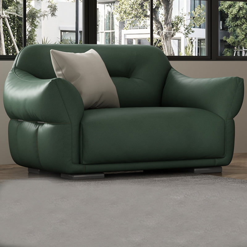 Eigentijdse groene vierkante arm echt leerstationaire bank