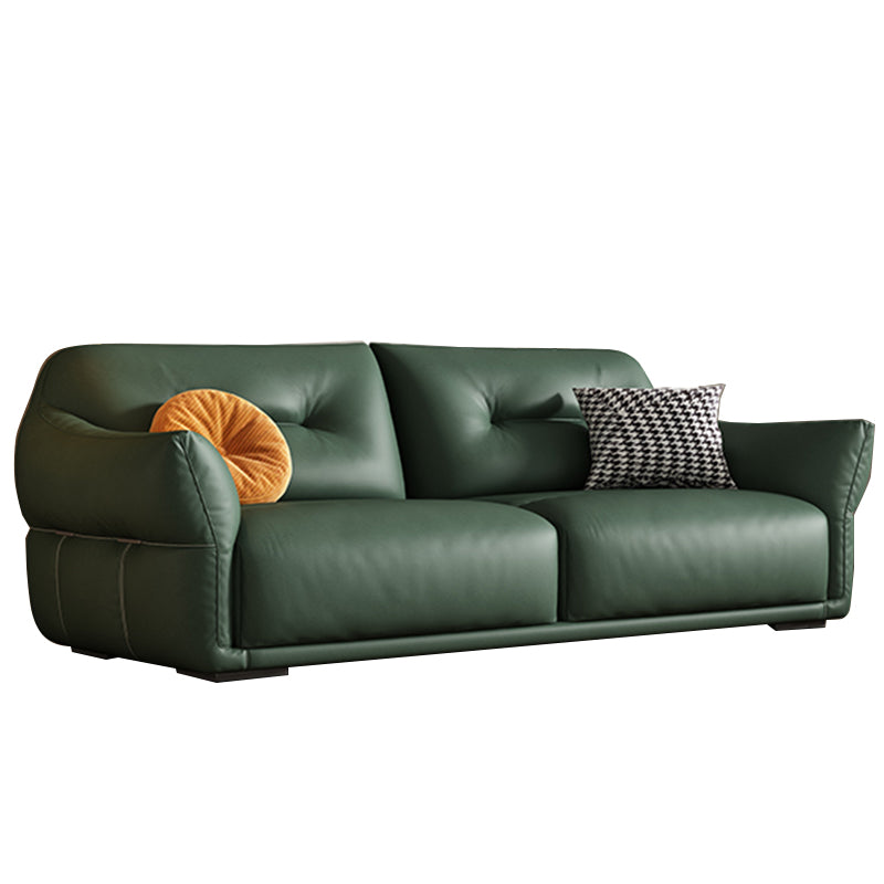 Eigentijdse groene vierkante arm echt leerstationaire bank